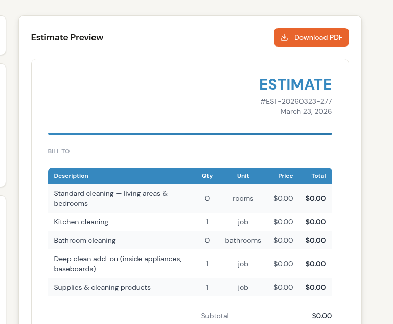 Free Cleaning Estimate Template ShiftCounter Free Cleaning Estimate Template ShiftCounter